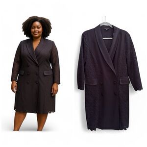 Prelude Black Double Breasted Blazer Style Dress Size XL Lace Detail